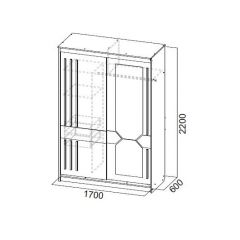 Шкаф-купе №25 Блэк (1700) Делано/Лакобель/Черный матовый в Урае - uray.mebel24.online | фото 2