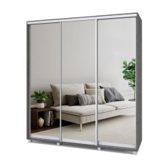 МАРТИН Шкаф-купе с зеркалами Камень темный (2000*450) М403 в Урае - uray.mebel24.online | фото
