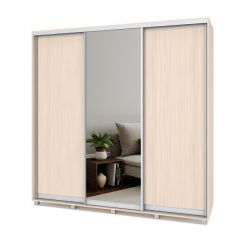 МАРТИН Шкаф-купе с зеркалом Млечный дуб (2200*450) М422 в Урае - uray.mebel24.online | фото