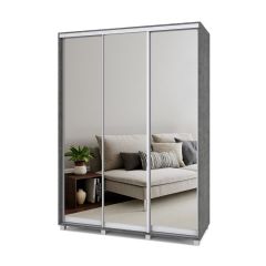 РОЛАНД Шкаф-купе с зеркалами Камень темный (450*1600) Р463 в Урае - uray.mebel24.online | фото