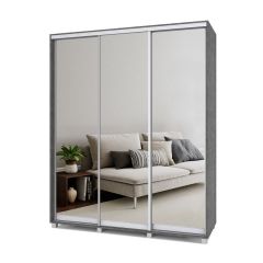 РОЛАНД Шкаф-купе с зеркалами Камень темный (450*1800) Р483 в Урае - uray.mebel24.online | фото