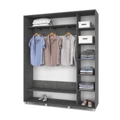 РОЛАНД Шкаф-купе с зеркалами Камень темный (450*1800) Р483 в Урае - uray.mebel24.online | фото 2