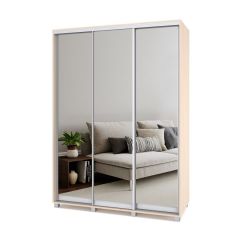РОЛАНД Шкаф-купе с зеркалами Млечный дуб (450*1600) Р463 в Урае - uray.mebel24.online | фото 2