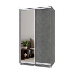 РОЛАНД Шкаф-купе с зеркалом Камень темный (450*1300) Р432 в Урае - uray.mebel24.online | фото 2