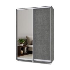 РОЛАНД Шкаф-купе с зеркалом Камень темный (450*1500) Р452 в Урае - uray.mebel24.online | фото 2