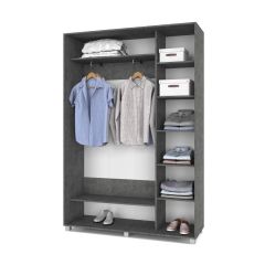 РОЛАНД Шкаф-купе с зеркалом Камень темный (450*1500) Р452 в Урае - uray.mebel24.online | фото 3