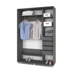 РОЛАНД Шкаф-купе с зеркалом Камень темный (450*1600) Р462 в Урае - uray.mebel24.online | фото 5