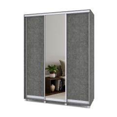 РОЛАНД Шкаф-купе с зеркалом Камень темный (450*1700) Р472 в Урае - uray.mebel24.online | фото