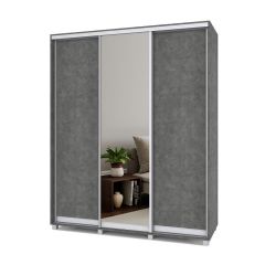РОЛАНД Шкаф-купе с зеркалом Камень темный (600*1800) Р682 в Урае - uray.mebel24.online | фото