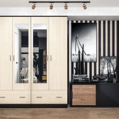 Шкаф Ронда ШК-4 с зеркалом (венге/беленый дуб) в Урае - uray.mebel24.online | фото 3
