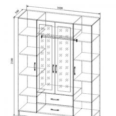 СОФИ СШК1600.1Шкаф 4-х ств с2мя зерк, 2 ящиками в Урае - uray.mebel24.online | фото 2