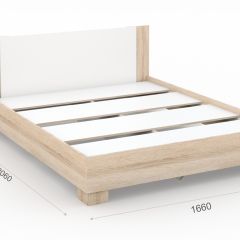 Спальня Аврора Кровать 160 со встроенным основанием под матрас Дуб сонома/Белый в Урае - uray.mebel24.online | фото 2