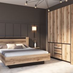 ПРАГА Спальный гарнитур Серия 3 (Дуб Делано/Дуб Венге) в Урае - uray.mebel24.online | фото 3