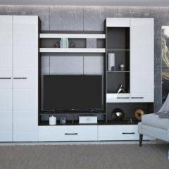 Стенка Ненси 1 (Венге/Белый глянец) в Урае - uray.mebel24.online | фото 2