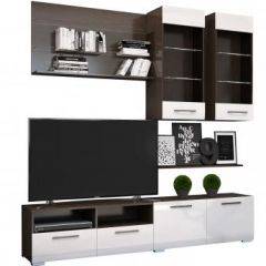 Стенка Ненси 3 (Венге/Белый глянец) в Урае - uray.mebel24.online | фото 2