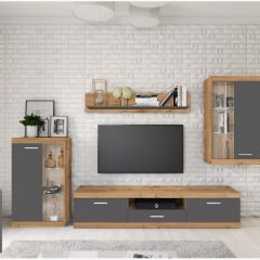 Стенка TESS (дуб вотан/серый графит) в Урае - uray.mebel24.online | фото