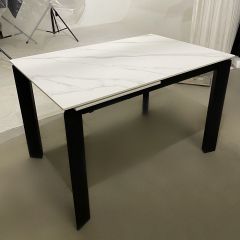 Стол CORNER 120 MATT WHITE MARBLE SOLID CERAMIC / BLACK, ®DISAUR в Урае - uray.mebel24.online | фото 3