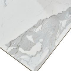 Стол CREMONA 140 HIGH GLOSS STATUARIO Белый мрамор глянцевый, керамика/ белый каркас, ®DISAUR в Урае - uray.mebel24.online | фото 5