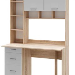 Стол компьютерный ПКС-5 Дуб сонома/Белый глянец в Урае - uray.mebel24.online | фото 2