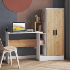 Стол компьютерный СКМ-1 ЛДСП Белый/Дуб крафт золотой в Урае - uray.mebel24.online | фото
