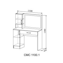 СОФИ Стол макияжный СМС 1100.1 с зеркалом (дуб сонома/белый) в Урае - uray.mebel24.online | фото 2