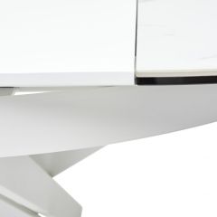 Стол TRENTO 120 HIGH GLOSS STATUARIO Белый мрамор глянцевый, керамика/ белый каркас, ®DISAUR в Урае - uray.mebel24.online | фото 9