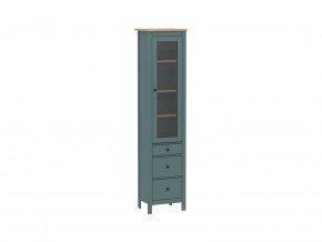 2.08.07.120.16 САГА шкаф с витриной 50 темно-бирюзовый/ясень RU в Урае - uray.mebel24.online | фото