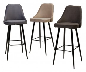 Барный стул NEPAL-BAR БЕЖЕВЫЙ #5, велюр/ черный каркас (H=78cm) М-City в Урае - uray.mebel24.online | фото 3