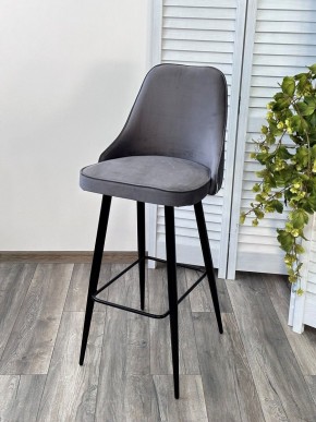 Барный стул NEPAL-BAR СЕРЫЙ #27, велюр/ черный каркас (H=78cm) М-City в Урае - uray.mebel24.online | фото 6