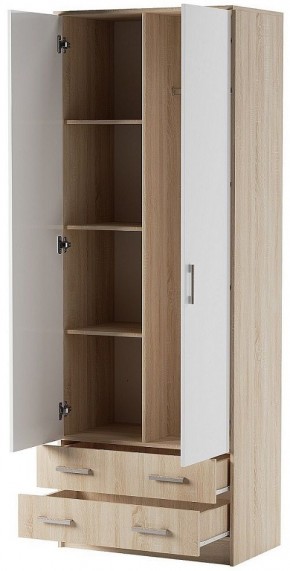 БЕАТРИС Шкаф ДУЭТ 2дв. 2ящ. (Дуб Сонома/Белый глянец) в Урае - uray.mebel24.online | фото 2