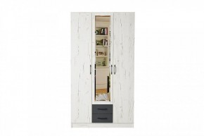 БЕАТРИС Шкаф Трио (дуб крафт белый/антрацит) в Урае - uray.mebel24.online | фото