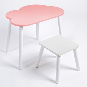 Детский комплект стол ОБЛАЧКО  и табурет Rolti Baby (розовая столешница/белое сиденье/белые ножки) в Урае - uray.mebel24.online | фото