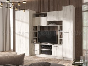 ФЛОРА Стенка (без зеркал) ЛДСП (дуб крафт белый) в Урае - uray.mebel24.online | фото 1