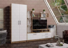 ДАРЬЯ Гостиная (Дуб вотан/Белый глянец) модульная в Урае - uray.mebel24.online | фото 2