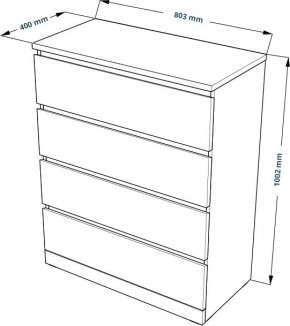 Комод Варма 4 с четырьмя выдвижными ящиками, цвет белый в Урае - uray.mebel24.online | фото 3