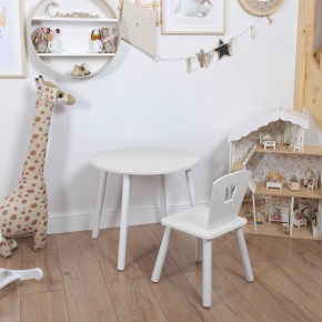 Комплект детский стол КРУГЛЫЙ и стул КОРОНА ROLTI Baby (белая столешница/белое сиденье/белые ножки) в Урае - uray.mebel24.online | фото