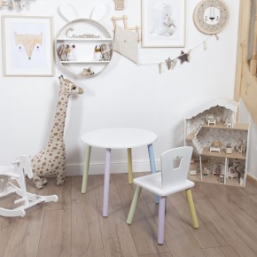 Комплект детский стол КРУГЛЫЙ и стул КОРОНА ROLTI Baby (белая столешница/белое сиденье/цветные ножки) в Урае - uray.mebel24.online | фото
