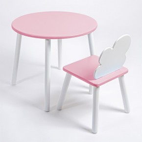 Комплект детский стол КРУГЛЫЙ и стул ОБЛАЧКО ROLTI Baby (розовая столешница/розовое сиденье/белые ножки) в Урае - uray.mebel24.online | фото