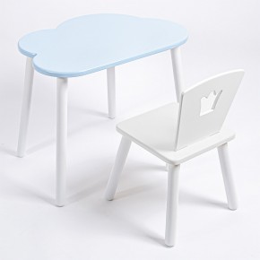 Комплект детский стол ОБЛАЧКО и стул КОРОНА ROLTI Baby (голубая  столешница/белое сиденье/белые ножки) в Урае - uray.mebel24.online | фото 1