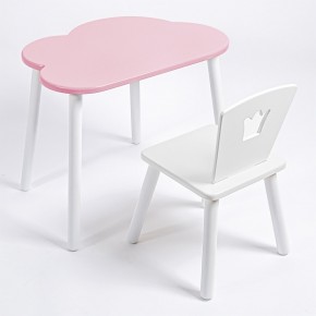 Комплект детский стол ОБЛАЧКО и стул КОРОНА ROLTI Baby (розовая столешница/белое сиденье/белые ножки) в Урае - uray.mebel24.online | фото