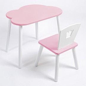 Комплект детский стол ОБЛАЧКО и стул КОРОНА ROLTI Baby (розовая столешница/розовое сиденье/белые ножки) в Урае - uray.mebel24.online | фото