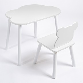 Комплект детский стол ОБЛАЧКО и стул МИШКА ROLTI Baby (белая столешница/белое сиденье/белые ножки) в Урае - uray.mebel24.online | фото
