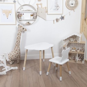 Комплект детский стол ОБЛАЧКО и стул МИШКА ROLTI Baby (белая столешница/белое сиденье/береза ножки) в Урае - uray.mebel24.online | фото