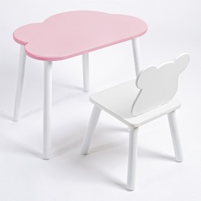 Комплект детский стол ОБЛАЧКО и стул МИШКА ROLTI Baby (розовая столешница/белое сиденье/белые ножки) в Урае - uray.mebel24.online | фото