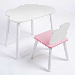 Комплект детский стол ОБЛАЧКО и стул ОБЛАЧКО ROLTI Baby (белая столешница/розовое сиденье/белые ножки) в Урае - uray.mebel24.online | фото