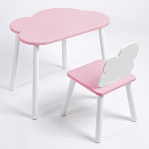 Комплект детский стол ОБЛАЧКО и стул ОБЛАЧКО ROLTI Baby (розовая столешница/розовое сиденье/белые ножки) в Урае - uray.mebel24.online | фото