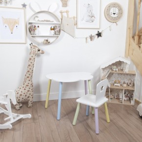 Комплект детский стол ОБЛАЧКО и стул ЗВЕЗДА ROLTI Baby (белая столешница/белое сиденье/цветные ножки) в Урае - uray.mebel24.online | фото