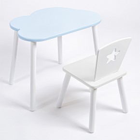 Комплект детский стол ОБЛАЧКО и стул ЗВЕЗДА ROLTI Baby (голубая столешница/белое сиденье/белые ножки) в Урае - uray.mebel24.online | фото 1
