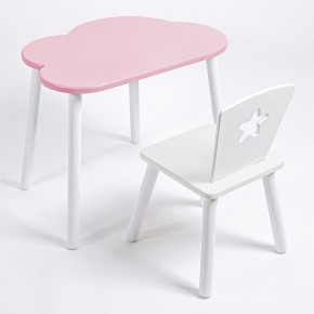 Комплект детский стол ОБЛАЧКО и стул ЗВЕЗДА ROLTI Baby (розовая столешница/белое сиденье/белые ножки) в Урае - uray.mebel24.online | фото 1