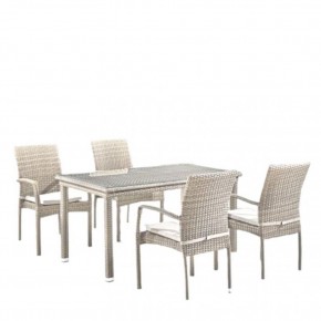 Комплект плетеной мебели T256C/Y376C-W85 Latte (4+1) + подушки на стульях в Урае - uray.mebel24.online | фото